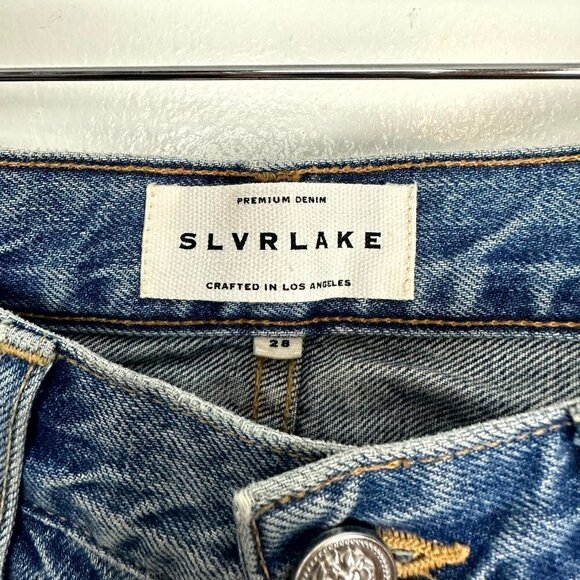 SLVRLAKE Sophie Ripped Mid Rise Straight Leg Jeans in All Or Nothing Size US 28 - Picture 9 of 15